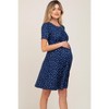 PinkBlush Navy Floral Smocked Short Sleeve Maternity Dress - 2 of 4
