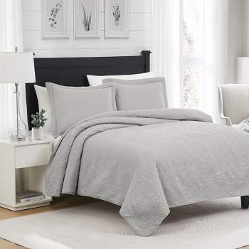 RT Designers Collection Milla 3pc Pinsonic Premium Quality All Season Quilt Set for Revitalize Bedroom With Silver