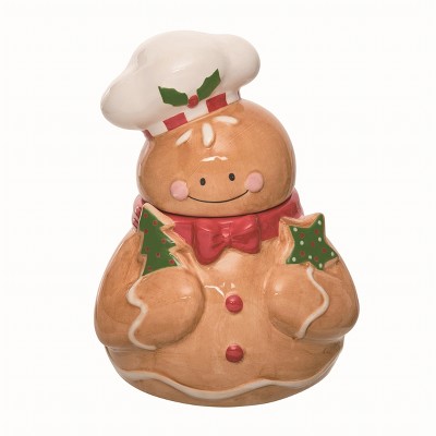 Transpac Ceramic Brown Christmas Gingerbread Cookie Jar