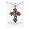 Anna-Kaci Colorful Stained Glass Rhinestone Cross Pendant Necklace Gift Message Card & Envelope Faith Jewelry Gifts - 2 of 4