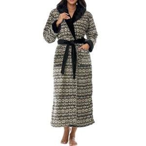 ADR Plush Fleece Robe for Women, Long Hooded Bathrobe with Hood, Plus Size - 1 of 3