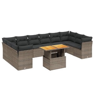 vidaXL Garden Sofa Set Grey PE rattan Large Modular Garden Sofa Set - 1 of 4