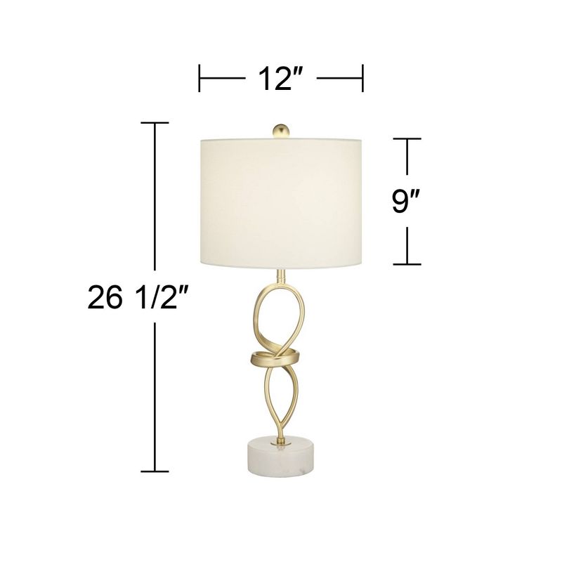 360 Lighting Liza 26 1/2" Tall Luxe Modern Glam Table Lamps Set of 2 Gold Living Room Bedroom Bedside Nightstand House Kitchen Entryway White Shade, 4 of 10