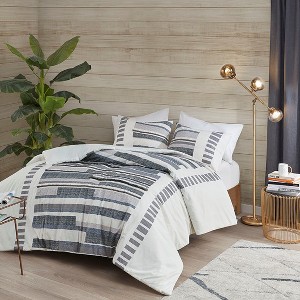 Full/Queen 3 Piece Cotton Printed Duvet Cover Set w/ trims - 1 of 1