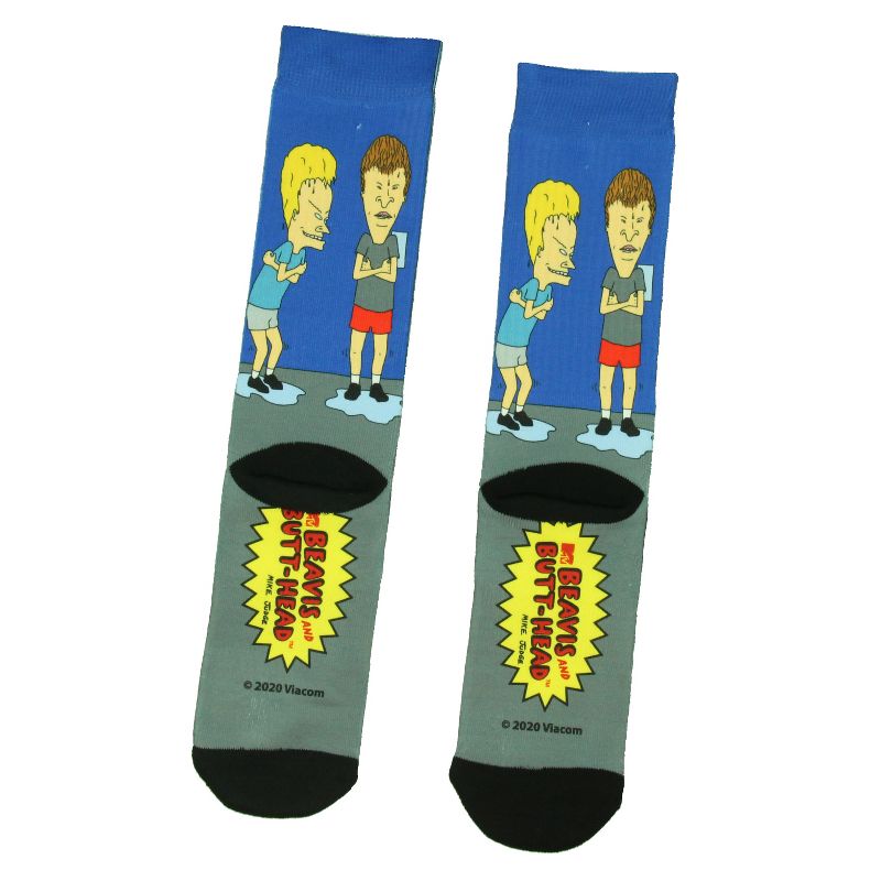 Beavis And Butthead Cartoon Adult Sublimated Crew Socks For Men Blue, 2 of 4