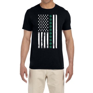 Intimo St. Patrick's Day Men's Shirt Shamrock Flag Irish American Flag T-Shirt Tee (XL) Black - 1 of 1