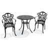 3-Piece Cast Aluminum Outdoor Dining Set with Beige Cushions, Round Table & Ergonomic Chairs - for Patio, Backyard - 3 of 4
