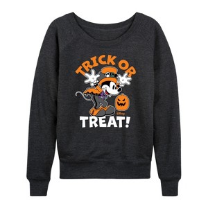Women's - Disney - Mickey's Halloween Costume Lightweight French Terry Wide Neck Long Sleeve Shirt - 1 of 4