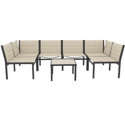 Cesicia Modern 7-Piece White Outdoor Patio Sofa Set For Backyard, Poolside, Indoor