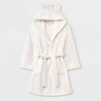 Girls' Bear Hooded Fleece Robe - Cat & Jack™ Cream