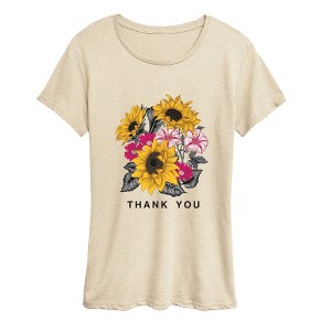 Women's Instant Message Thank You Flowers Short Sleeve Graphic T