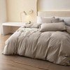 100 Washed Cotton Duvet Cover Set, Queen, 90x90 Inches, 2 Pillowcases, Linen Feel, Breathable, Heathered Tannish Linen Grey - 4 of 4