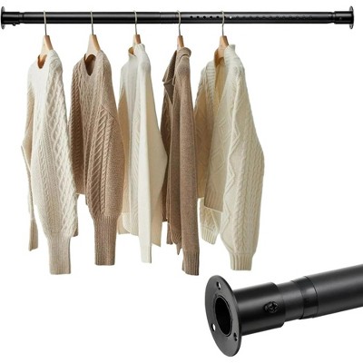 LunaLulinlk Closet Rods for Hanging Clothes, Heavy Duty Closet Rod 17-82 Inch Adjustable for Wardrobes, Bathroom