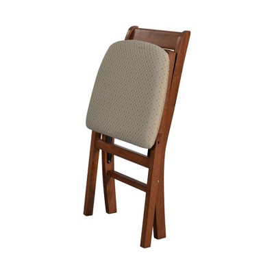 Cherry Finish Armless Metal-Wood Folding Chair with Music Clef Back