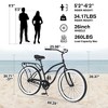 NAYSAYE 26 Inch Single Speed Beach Cruiser Adult Bike Steel Frame for Relaxed Outdoor Riding, Black, 69.29"*25.98"*39.37" - 4 of 4