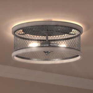 Urban Ambiance Luxury Provincial Ceiling Light,  6.5"H x 14"W,  Galvanized Steel Finish, UHP3390 - 1 of 4