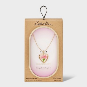 Bella Uno Bellissima 14K Gold Dipped Heart Floral Locket Pendant Necklace - Gold - 1 of 4