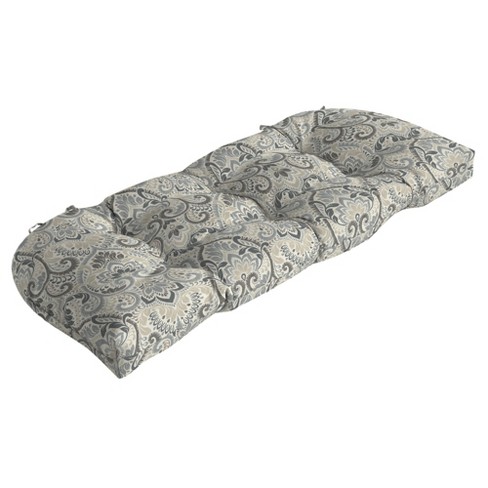 Arden Selections Outdoor Wicker Settee Cushion 41.5 x 18, Neutral Aurora Damask - image 1 of 4