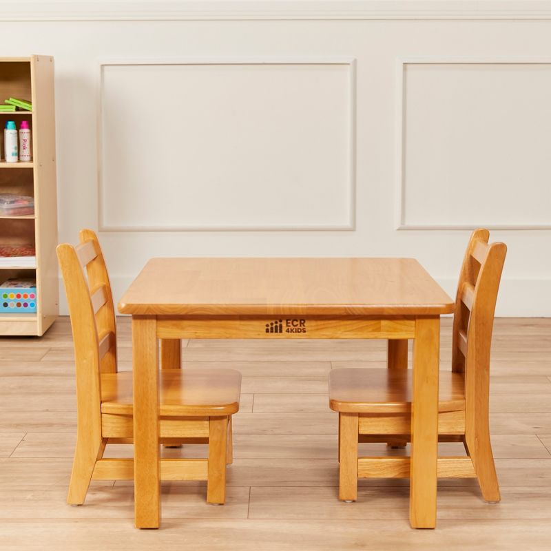 ECR4Kids 24in x 24in Square Hardwood Table with 16in Legs and Two 8in Chairs, Kids Furniture, 5 of 12