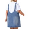 Agnes Orinda Women's Plus Size Denim Sleeveless V-neck Mini Casual Jean Overall Dress with Pocket - 4 of 4
