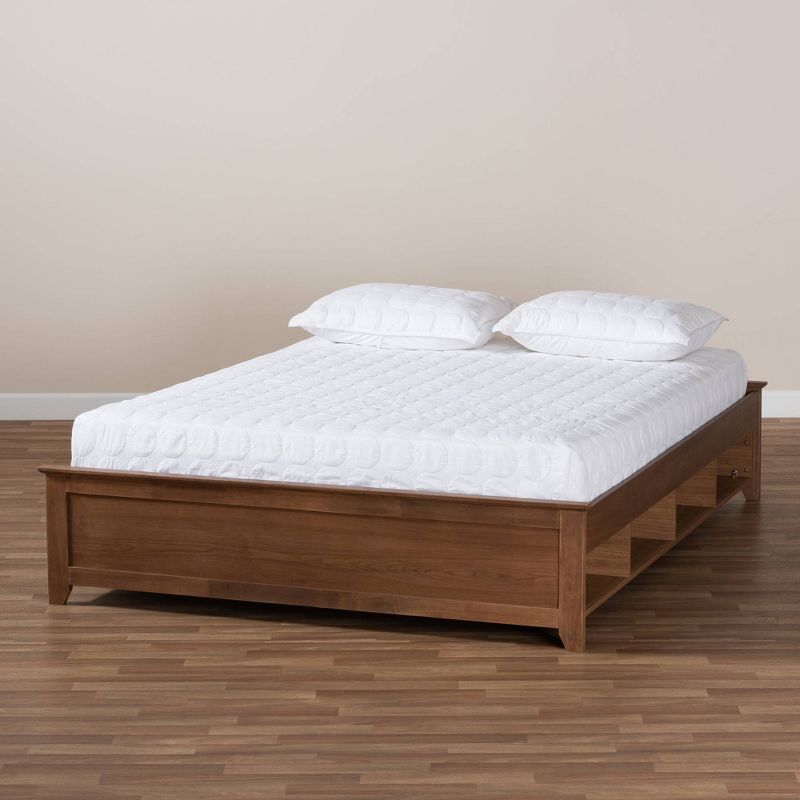 Anders Wood Platform Storage Bed Frame with Built-In Shelves Ash Walnut - Baxton Studio, 6 of 7