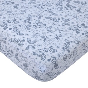 NoJo Disney Mickey and Friends Grey and White Pluto, Goofy, and Rainbows Nursery Fitted Crib Sheet - 1 of 4
