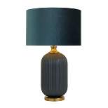Fabric Table Lamp with Drum Shade Blue - Olivia & May
