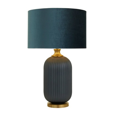 Transitional Velvet Table Lamp Blue, Dark Teal Table Lamps