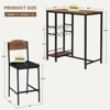 Retro Color/Grey Dining Table Set for 2 - Bar Table with Storage Shelf, Wine Rack, Upholstered Chairs, Perfect for Kitchen or Dining Area - 2 of 4
