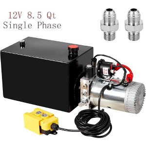 8.5 Qt Car Lift Hydraulic Pump Dump Trailer Electric Power Unit Single Action 12V - 1 of 4
