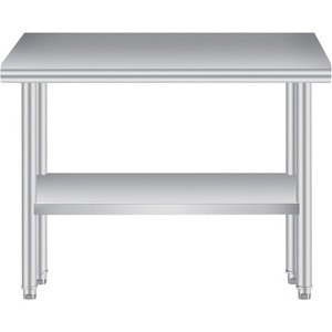Stainless Steel Prep Table, 201 SS Work Table with Rounded Corners & Adjustable Shelf for Commercial Kitchen Restaurant - 1 of 4