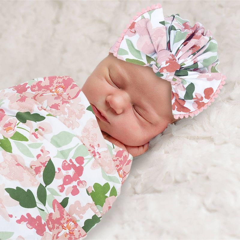 Baby Essentials Rose Floral Swaddle Blanket, 3 of 4