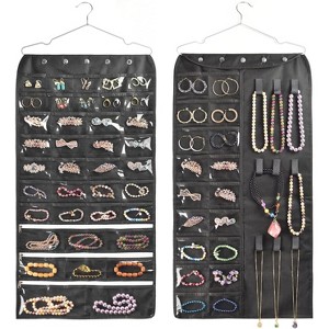 80-Pocket Hanging Jewelry Organizer, Beige Accessories Storage Bag for Earrings and Necklaces - 1 of 4