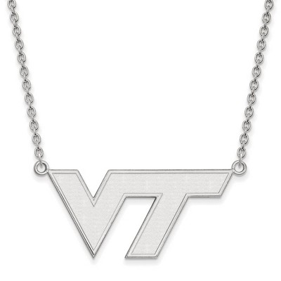 Black Bow Jewelry 14k White Gold Virginia Tech Hokies NCAA Necklace 18 Inch