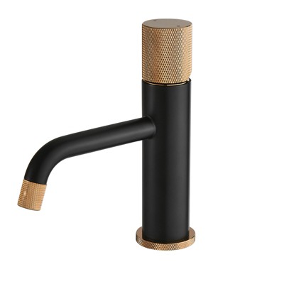ALEXOUN Faucets,Gold Rose Faucet Brass Bathroom Basin Faucet Knurling Design Deck Mounted Water Mixer Tap