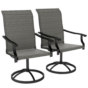 Outsunny Patio Swivel Chairs Set of 2, High Back Patio Dining Chairs with All-Weather Mesh Fabric and Metal Frame for Backyard, Porch or Garden - 1 of 4