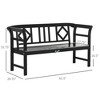 Wooden Patio Bench, Outdoor Garden Bench with Backrest and Armrests, 3 Person Porch Bench with Rustic Country Diamond Pattern - 3 of 4