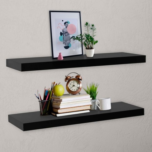 vidaXL Floating Wall Shelves 2 pcs Black 47.2 in.x7.9 in.x1.5 in. - image 1 of 4