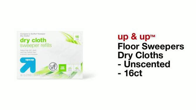 Floor Sweepers Dry Cloths - Unscented - 16ct - up &#38; up&#8482;, 2 of 7, play video