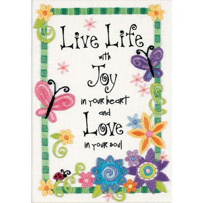 Dimensions Mini Crewel Embroidery Kit 5"X7"-Live Life-Stitched In Thread