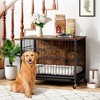 Dog Crate Furniture, Indoor Wooden Dog Kennel with 360° Wheels, Removable Tray & 3 Hooks - 3 of 4