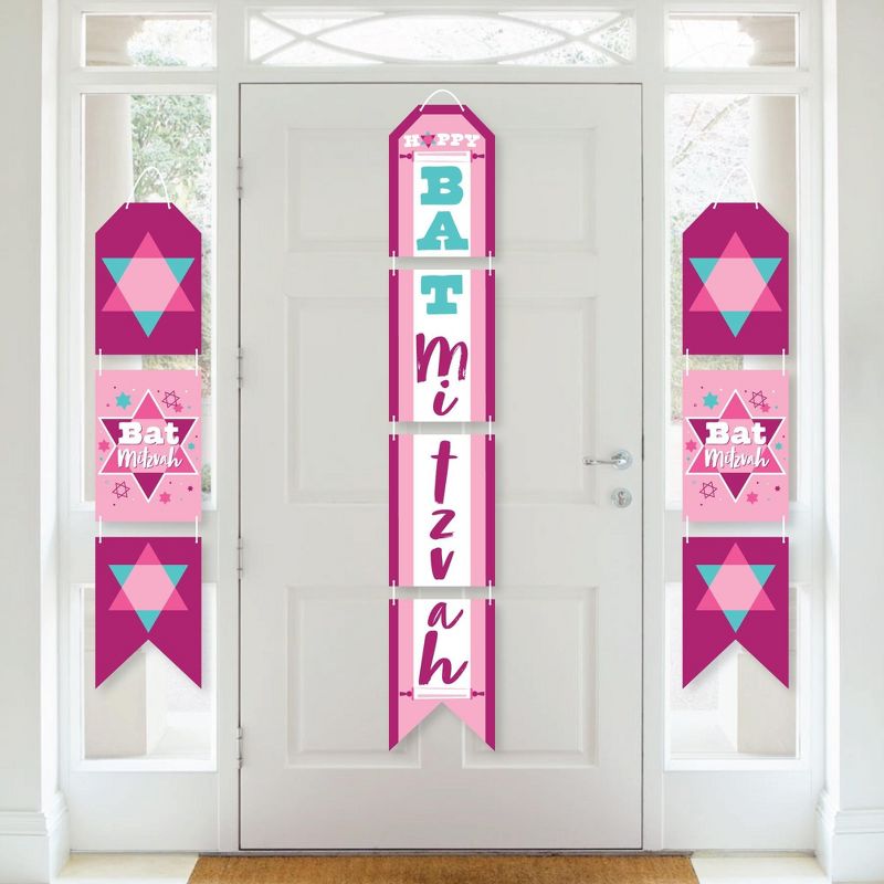 Big Dot of Happiness Pink Bat Mitzvah - Hanging Vertical Paper Door Banners - Girl Party Wall Decoration Kit - Indoor Door Decor, 1 of 8