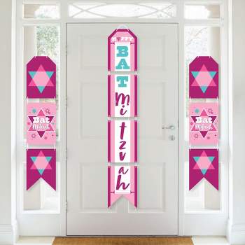 Big Dot of Happiness Pink Bat Mitzvah - Hanging Vertical Paper Door Banners - Girl Party Wall Decoration Kit - Indoor Door Decor