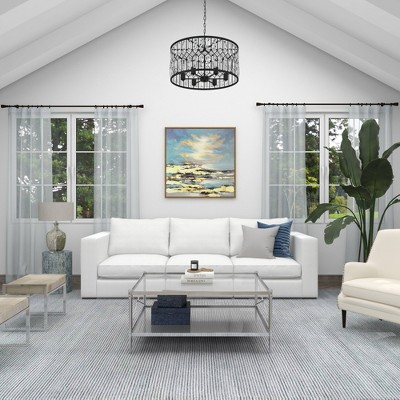 Blue and Gold Abstract Landscape Canvas Wall Art
