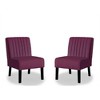 Velvet Mid-Century Modern Accent Chairs Set of 2 with Channel Tufting, Plush Seat and Solid Wood Legs - 2 of 4