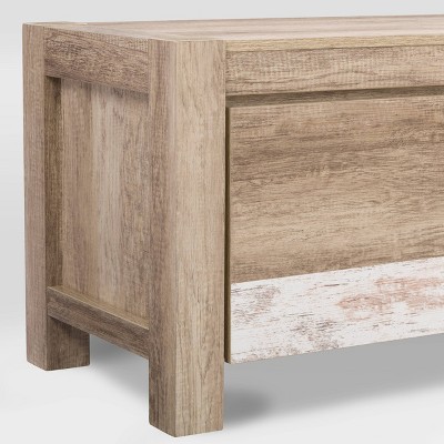Joliet Chunky Style Warm Beige TV Bench with Duotone Cabinets