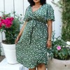 Anna-Kaci Women's Plus Size Green and Pink Flared Tunic Floral Print Dress - 4 of 4