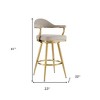 HomeRoots 30" Taupe and Gold Fabric and Stainless Steel Bar Height Swivel Bar Chair - 3 of 4