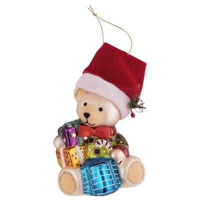 Christmas by Krebs 5" Beige and Red Teddy Bear with Gifts Figurine Christmas Ornament
