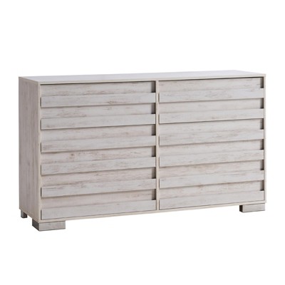 AMERLIFE 6 Drawer Dresser, Farmhouse 54" Wide Chest of Drawers with Slat Handles